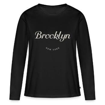 Brooklyn NY - T-shirt manches longues Premium bio Femme - noir - Devant - Julia (174cm)