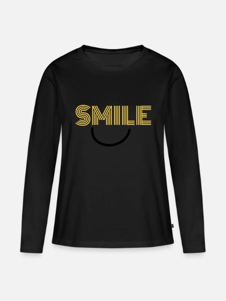 SMILE - Frauen Premium Bio Langarmshirt - Schwarz