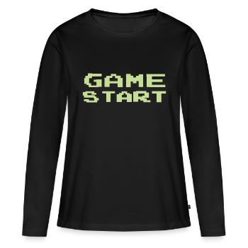 Game Start - Frauen Premium Bio Langarmshirt - Schwarz - Vorne - Julia (174cm)