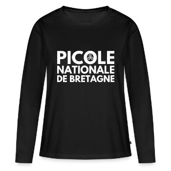 Picole Nationale de Bretagne - T-shirt manches longues Premium bio Femme - noir - Devant - Julia (174cm)