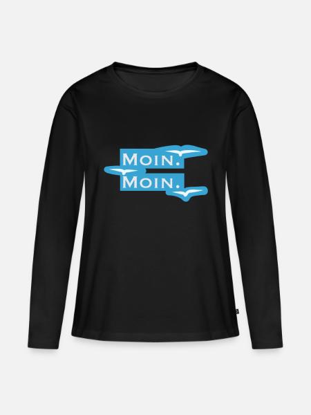 Moin I Norddeutsche Begrüßung - Frauen Premium Bio Langarmshirt - Schwarz