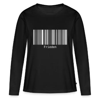 Frieden Barcode Friedenszeichen Strichcode Symbol - Frauen Premium Bio Langarmshirt - Schwarz - Vorne - Julia (174cm)