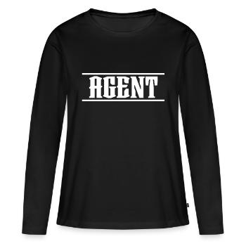 white Design Agent - Frauen Premium Bio Langarmshirt - Schwarz - Vorne - Julia (174cm)