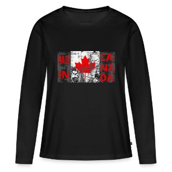 Fabriqué au Canada - T-shirt manches longues Premium bio Femme - noir - Devant - Julia (174cm)