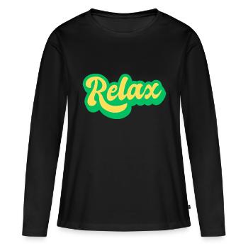 relax - Frauen Premium Bio Langarmshirt - Schwarz - Vorne - Julia (174cm)