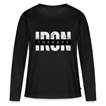 Gym Eisentherapie Design - Frauen Premium Bio Langarmshirt - Schwarz - Vorne - Julia (174cm)