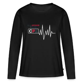 SOYEZ UNE BOUÉE DE SAUVETAGE - T-shirt manches longues Premium bio Femme - noir - Devant - Julia (174cm)