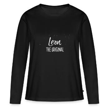 Leon - Frauen Premium Bio Langarmshirt - Schwarz - Vorne - Julia (174cm)