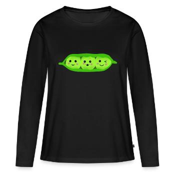 three pea in a pod - Frauen Premium Bio Langarmshirt - Schwarz - Vorne - Julia (174cm)