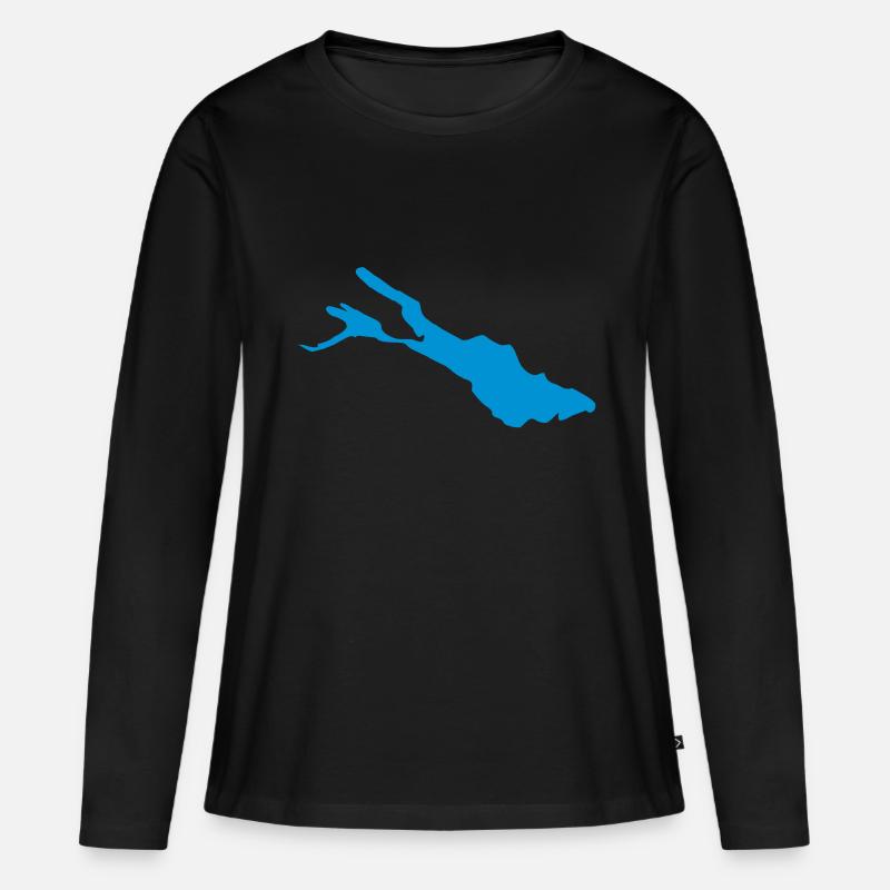 Bodensee - Frauen Premium Bio Langarmshirt - Schwarz