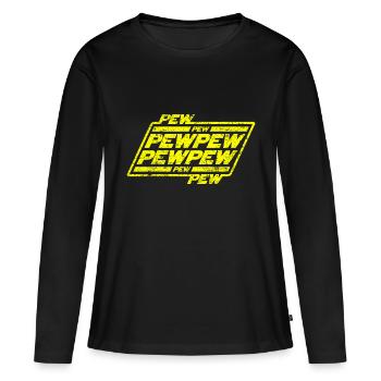 Pew pew pew - T-shirt manches longues Premium bio Femme - noir - Devant - Julia (174cm)