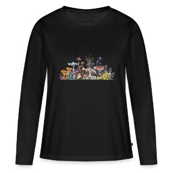 Groupe de champignons / Horde / Démo / Comic - T-shirt manches longues Premium bio Femme - noir - Devant - Julia (174cm)