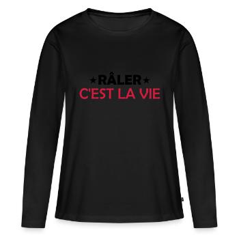 Râler c'est la vie - T-shirt manches longues Premium bio Femme - noir - Devant - Julia (174cm)