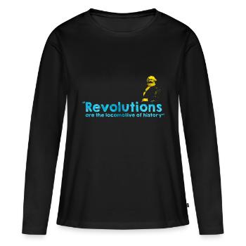 Karl Marx pour Révolutions (Revolutions) - T-shirt manches longues Premium bio Femme - noir - Devant - Julia (174cm)