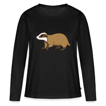 Dachs - Frauen Premium Bio Langarmshirt - Schwarz - Vorne - Julia (174cm)