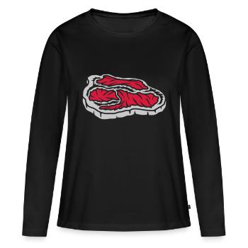Grillmeister Steak juteux sanglant - T-shirt manches longues Premium bio Femme - noir - Devant - Julia (174cm)