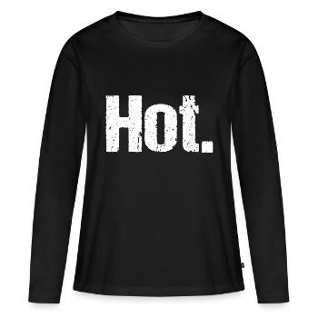 Chaud. - T-shirt manches longues Premium bio Femme - noir - Devant - Julia (174cm)