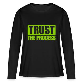 faire confiance au processus Devis - T-shirt manches longues Premium bio Femme - noir - Devant - Julia (174cm)