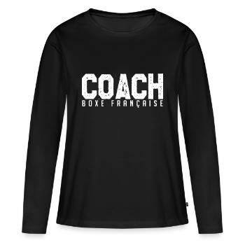 Coach Boxe Française. entraineur de boxe française - T-shirt manches longues Premium bio Femme - noir - Devant - Julia (174cm)