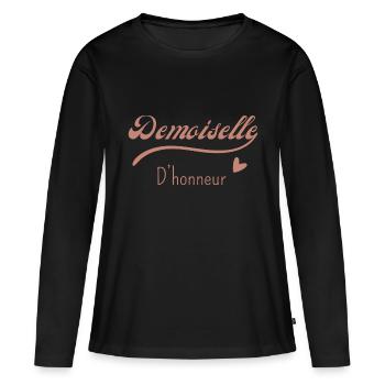 Demoiselle d’honneur - T-shirt manches longues Premium bio Femme - noir - Devant - Julia (174cm)