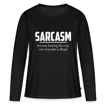 SARCASME - T-shirt manches longues Premium bio Femme - noir - Devant - Julia (174cm)