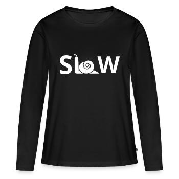 Langsame Schnecke - Frauen Premium Bio Langarmshirt - Schwarz - Vorne - Julia (174cm)