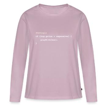 T-shirt Cat Logic – Des boîtes sur des jouets coûteux Cadeau - T-shirt manches longues Premium bio Femme - rose poudré - Devant - Julia (174cm)
