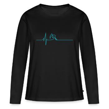 Électrocardiogramme - La Mort - Bleu - T-shirt manches longues Premium bio Femme - noir - Devant - Julia (174cm)