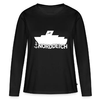 Ferry Norddeich Logo - T-shirt manches longues Premium bio Femme - noir - Devant - Julia (174cm)