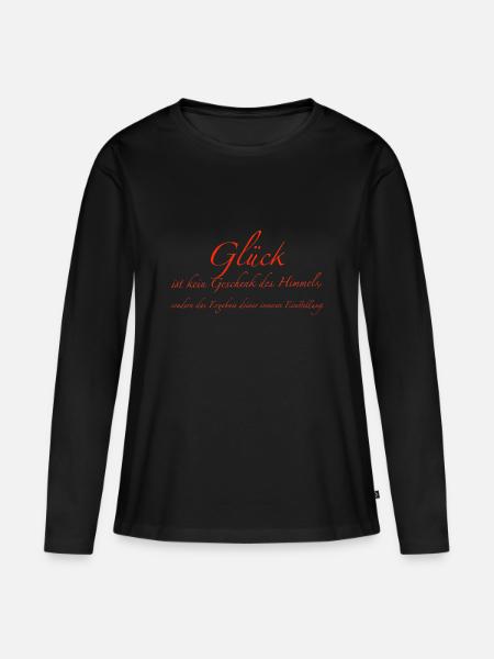Glück - Frauen Premium Bio Langarmshirt - Schwarz