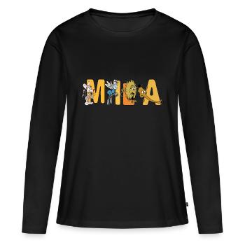Mila - T-shirt manches longues Premium bio Femme - noir - Devant - Julia (174cm)