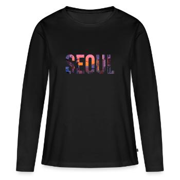 Voyage Vacances Séoul - T-shirt manches longues Premium bio Femme - noir - Devant - Julia (174cm)