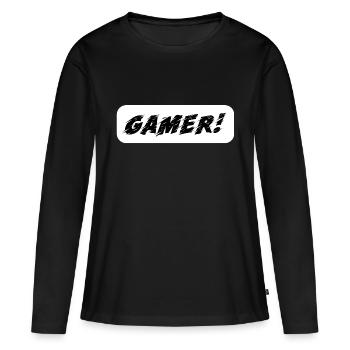 Jeu PC de jeu - T-shirt manches longues Premium bio Femme - noir - Devant - Julia (174cm)