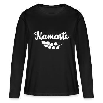 Cadeau de yoga pour Yogis Méditation Idée cadeau Om - T-shirt manches longues Premium bio Femme - noir - Devant - Julia (174cm)