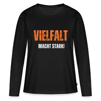Vielfalt macht stark - Frauen Premium Bio Langarmshirt - Schwarz - Vorne - Julia (174cm)
