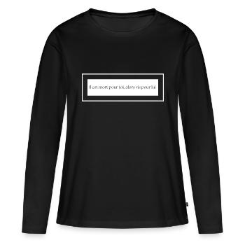 Parole Chrétienne - T-shirt manches longues Premium bio Femme - noir - Devant - Julia (174cm)