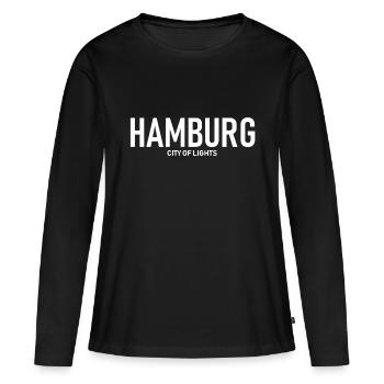 Hambourg - Ville Lumière - Alster - Elbe - Hafen - T-shirt manches longues Premium bio Femme - noir - Devant - Julia (174cm)