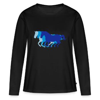 Trois chevaux au galop - Equitation - dressage des - T-shirt manches longues Premium bio Femme - noir - Devant - Julia (174cm)