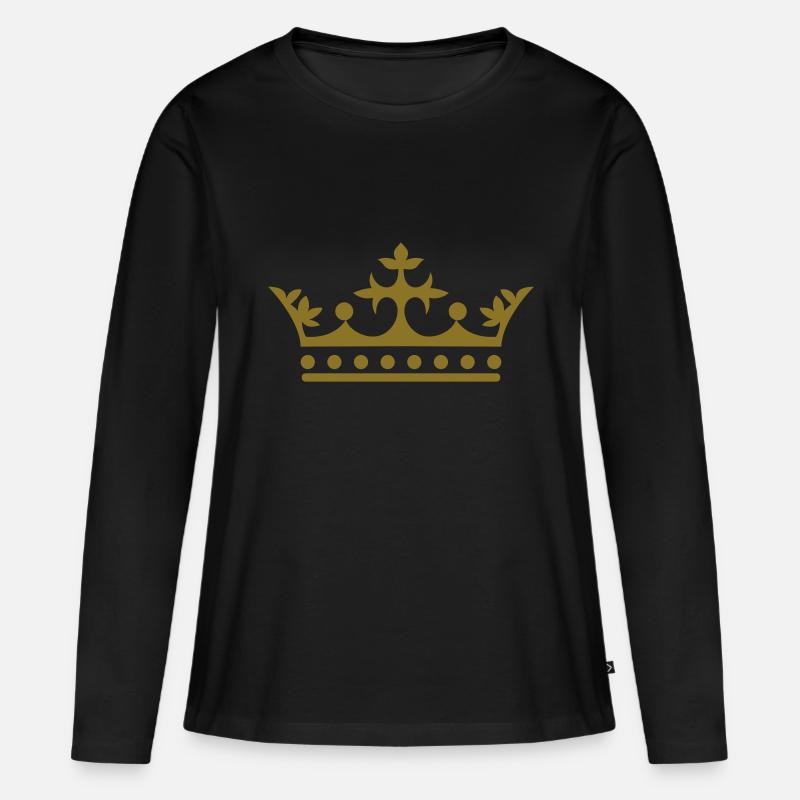 crown 11 plain 2010 10 05 1c - Frauen Premium Bio Langarmshirt - Schwarz