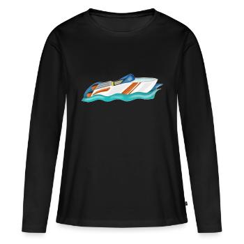 Sports nautiques avec le bateau pour le tour en bateau - T-shirt manches longues Premium bio Femme - noir - Devant - Julia (174cm)
