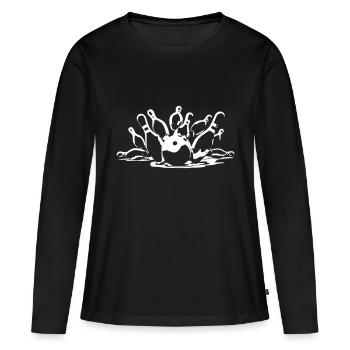Bowling Strike - Frauen Premium Bio Langarmshirt - Schwarz - Vorne - Julia (174cm)