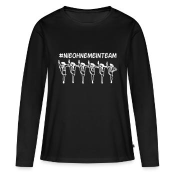 nieohnemeinteam - Frauen Premium Bio Langarmshirt - Schwarz - Vorne - Julia (174cm)