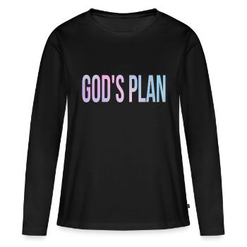 God's Plan - T-shirt manches longues Premium bio Femme - noir - Devant - Julia (174cm)