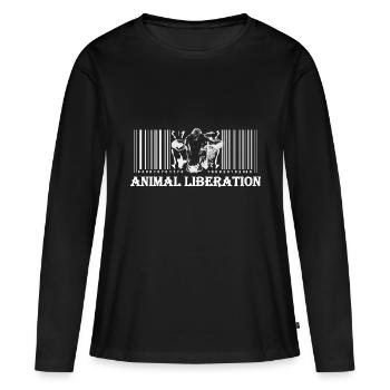 Libération animale - T-shirt manches longues Premium bio Femme - noir - Devant - Julia (174cm)