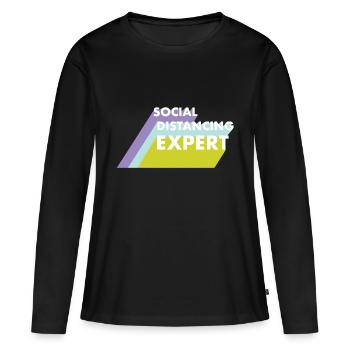 Expert en distanciation sociale - T-shirt manches longues Premium bio Femme - noir - Devant - Julia (174cm)