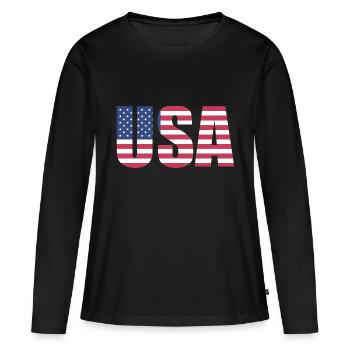 USA Stars and Stripes - T-shirt manches longues Premium bio Femme - noir - Devant - Julia (174cm)