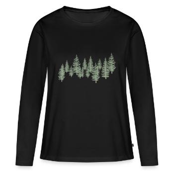 Arbres arbres - forêt - T-shirt manches longues Premium bio Femme - noir - Devant - Julia (174cm)