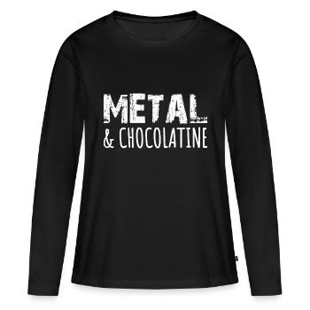 Metal Musique Heavy Metal Black Metal chocolatine - T-shirt manches longues Premium bio Femme - noir - Devant - Julia (174cm)