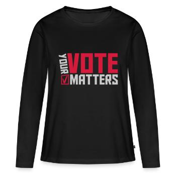 votre vote compte citation - T-shirt manches longues Premium bio Femme - noir - Devant - Julia (174cm)