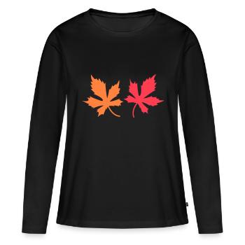 Feuilles - T-shirt manches longues Premium bio Femme - noir - Devant - Julia (174cm)
